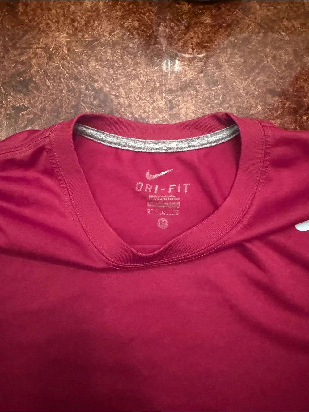 Nike Men’s Dri-FIT Short Sleeve Tee - Burgundy with White Swoosh